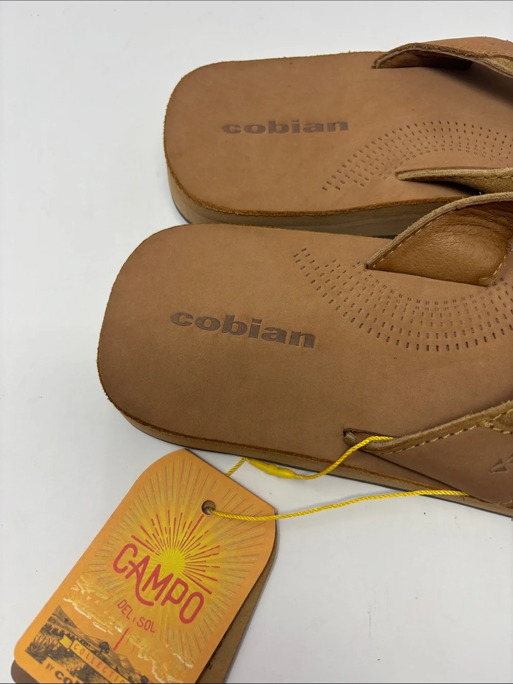 New Campo Del Sol by Cobian | Brown Leather Suede-Trim Flip Flops sandals tan